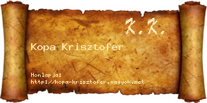 Kopa Krisztofer névjegykártya